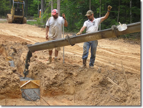 Bobby Lipes installing a footer.